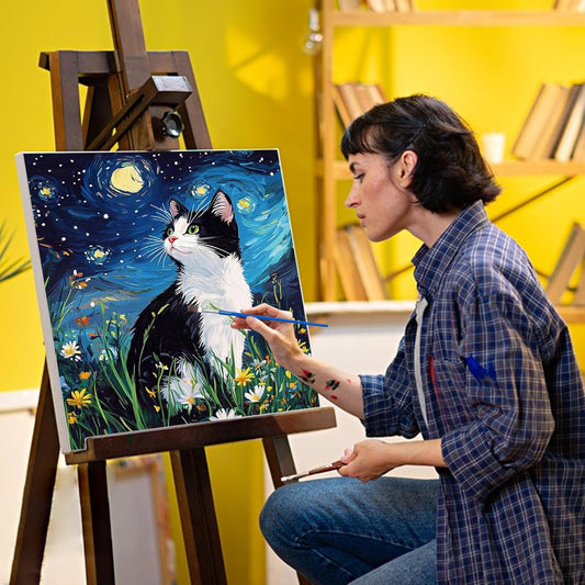 DIY Digital Oil Paint by Numbers -Cat Art Home Decor