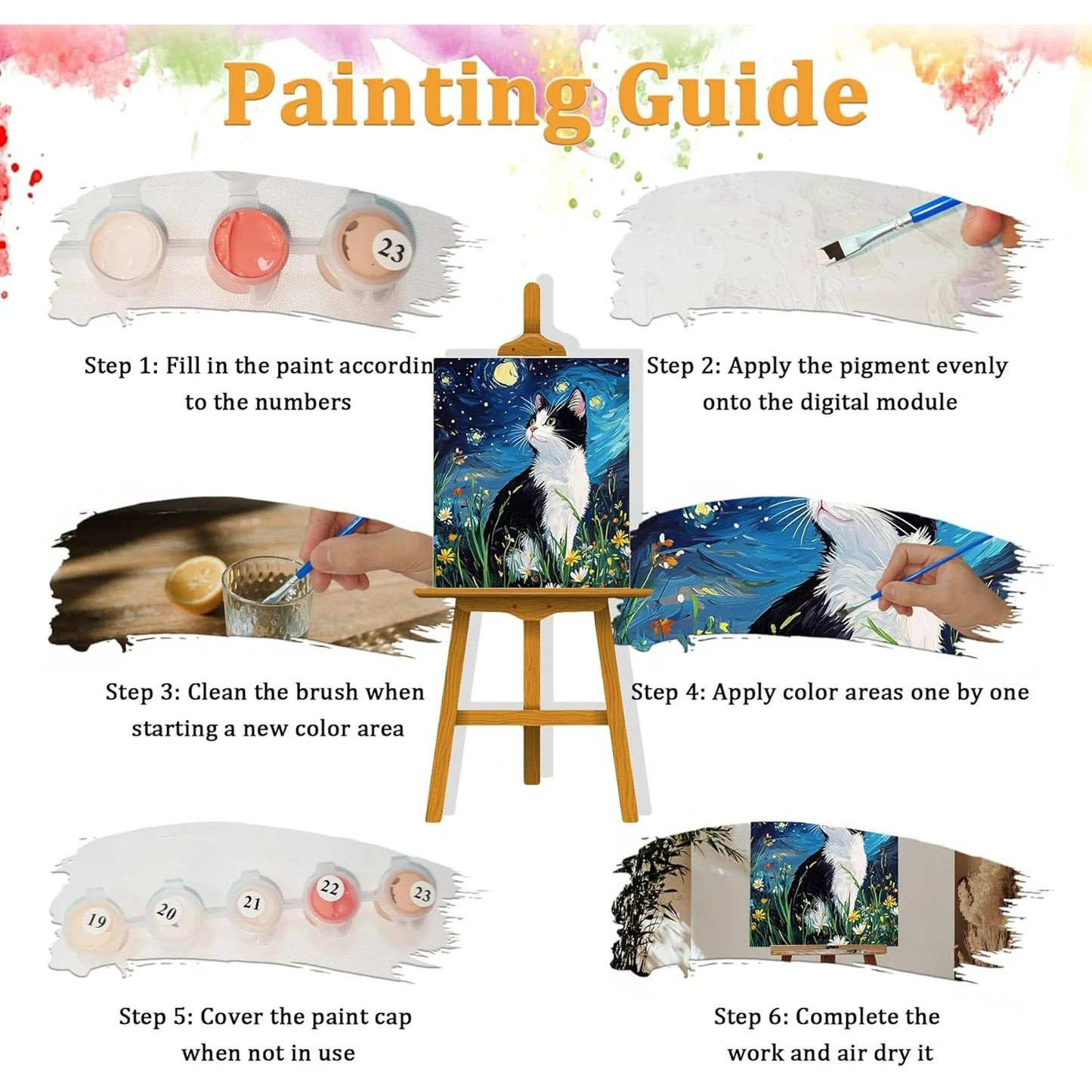 DIY Digital Oil Paint by Numbers -Cat Art Home Decor