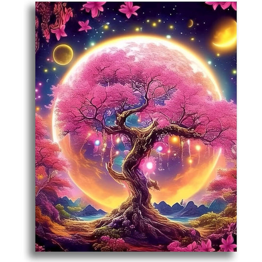 DIY Digital Oil Paint by Numbers -Moon Tree Art Home Decor