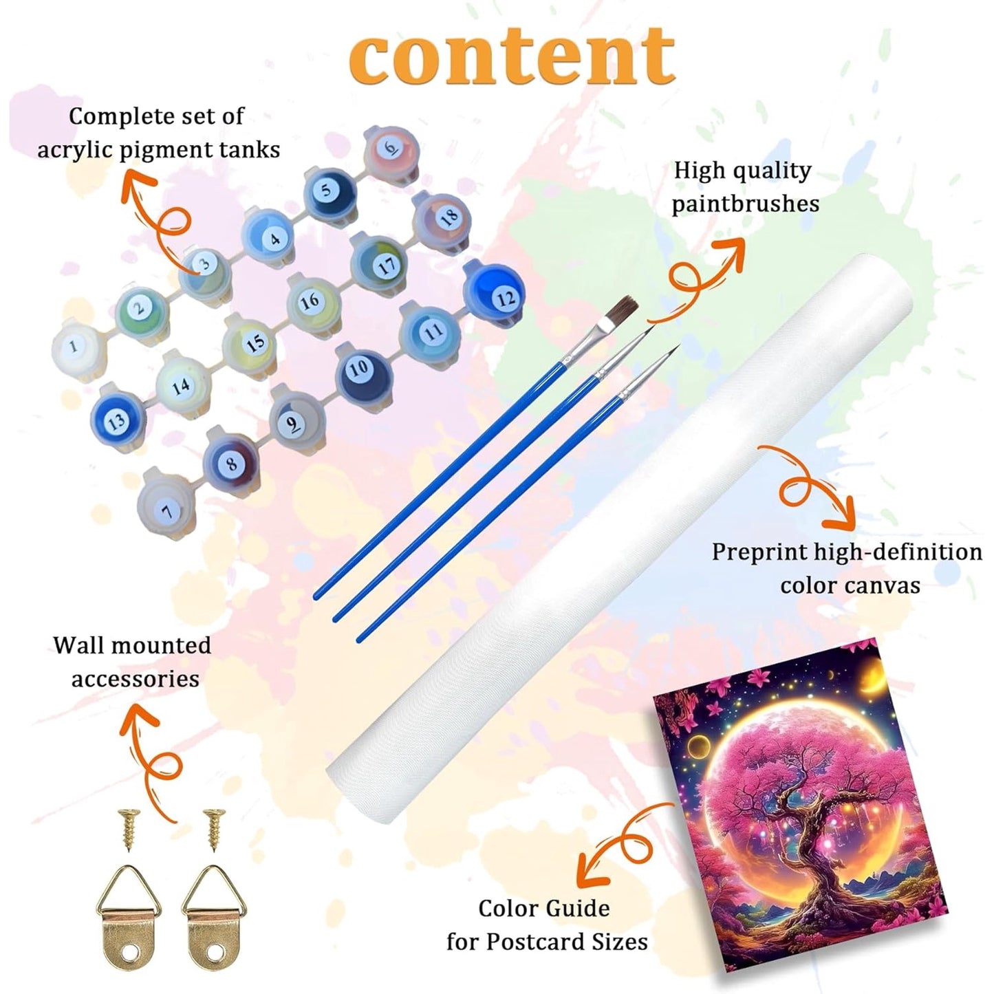 DIY Digital Oil Paint by Numbers -Moon Tree Art Home Decor