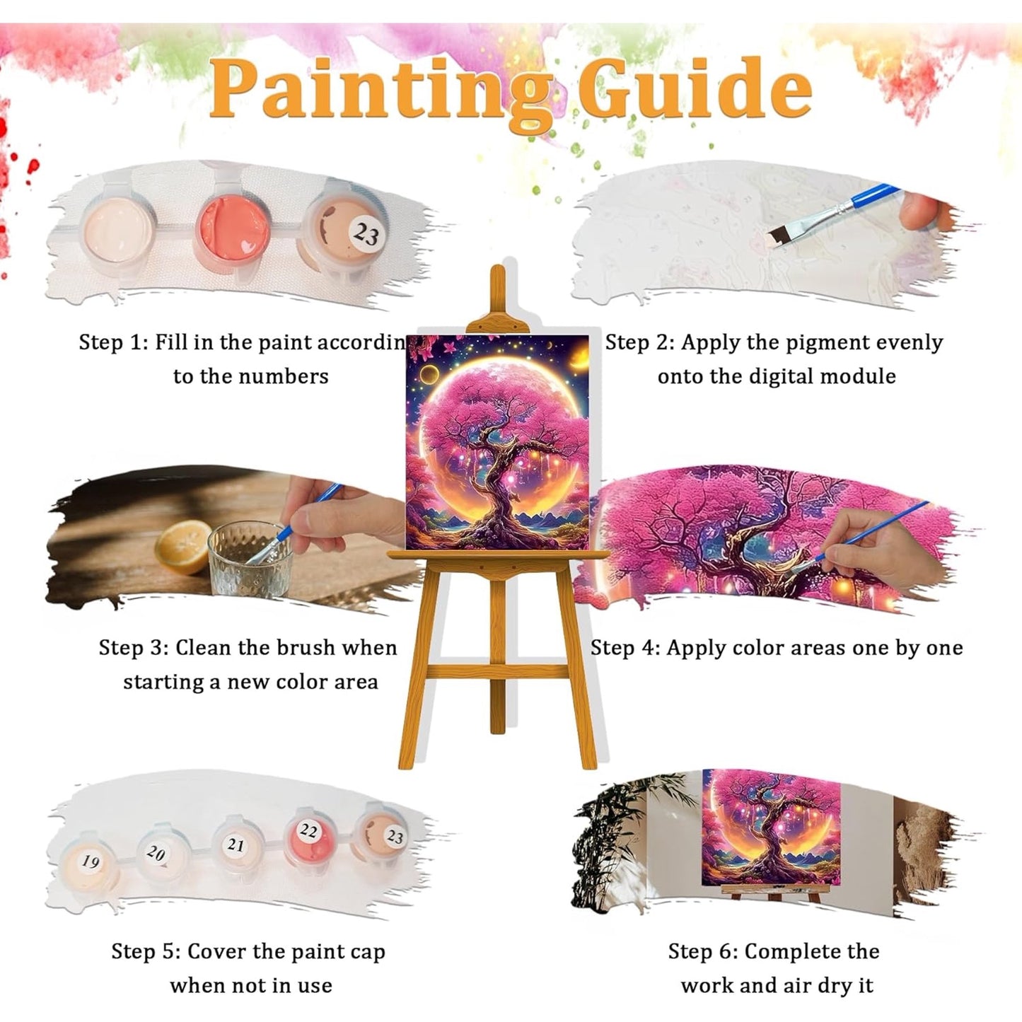 DIY Digital Oil Paint by Numbers -Moon Tree Art Home Decor