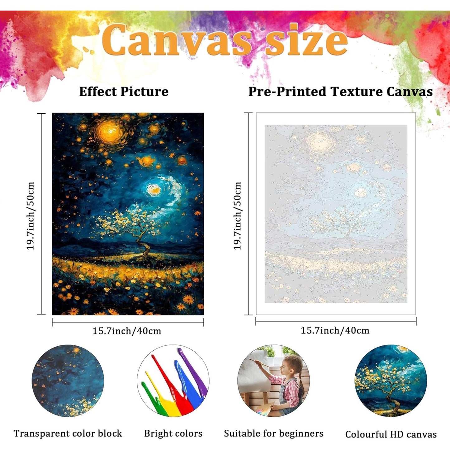 DIY Digital Oil Paint by Numbers - Van Gogh Art Home Decor