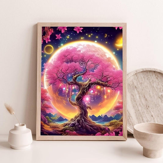DIY Digital Oil Paint by Numbers -Moon Tree Art Home Decor