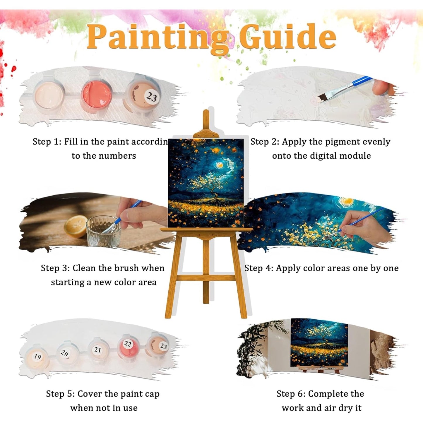 DIY Digital Oil Paint by Numbers - Van Gogh Art Home Decor