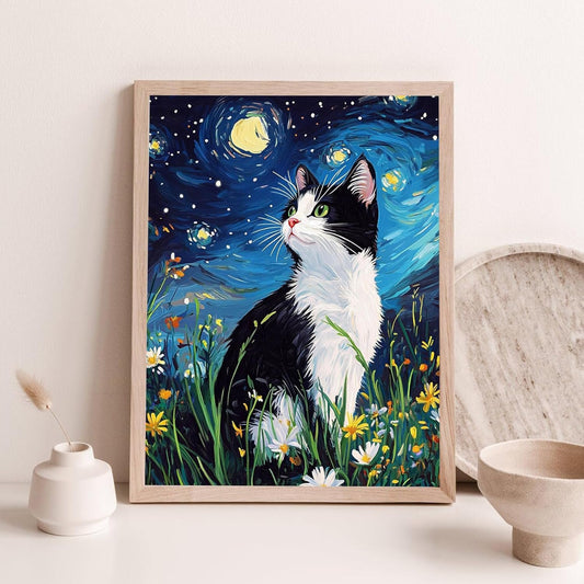 DIY Digital Oil Paint by Numbers -Cat Art Home Decor